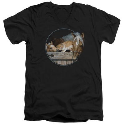 Wild Wings Wildlife Every One Loves Kitty Horses V-Neck T-Shirt