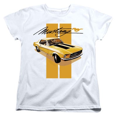 Yellow Ford Mustang Womens T-Shirt