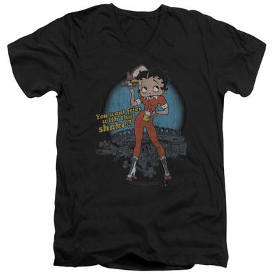 You Want Fries With That Shake? Retro Betty Boop V-Neck T-Shirt