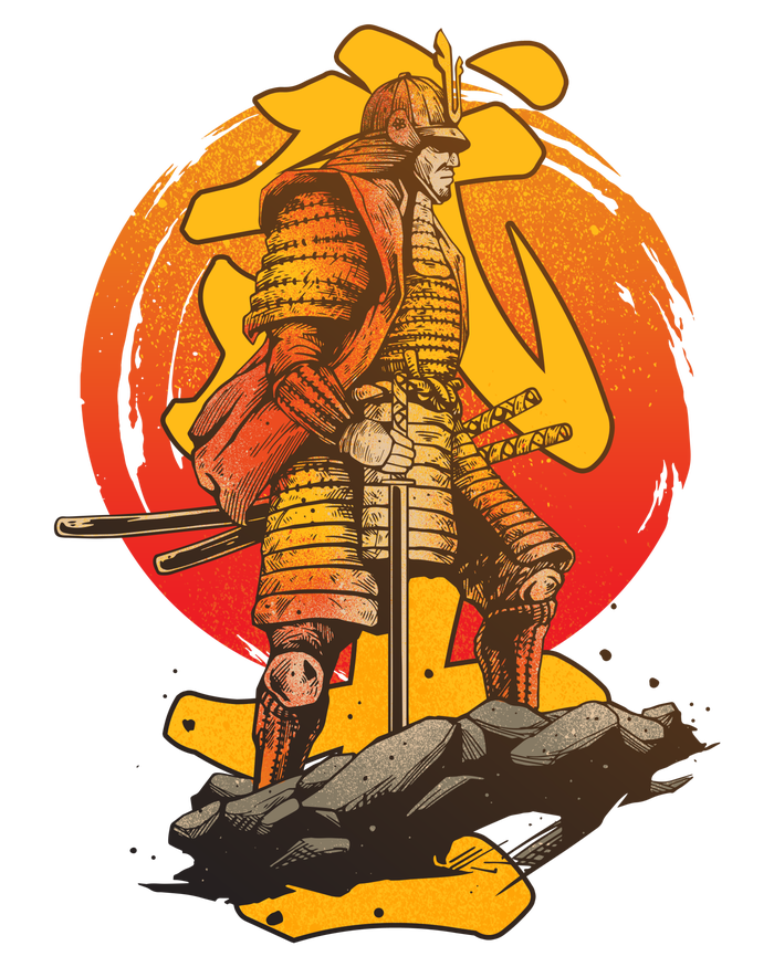 Firey Japanese Samurai Warrior T-Shirt