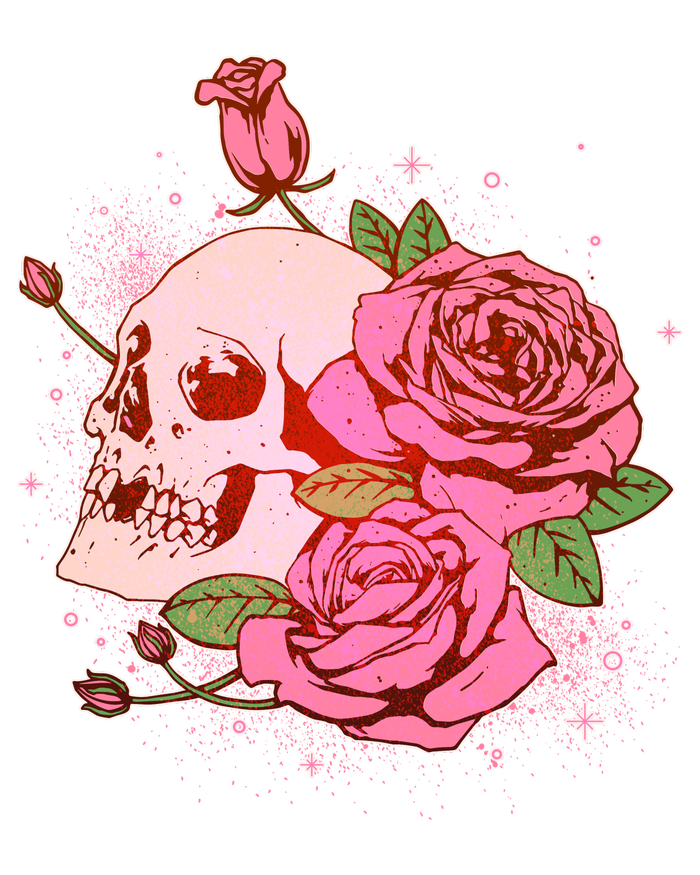 Pink Roses Skull Tattoo  T-Shirt