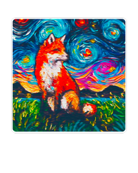 Lupine Night Fox Starry Night Art Painting Large Microfiber Waffle Golf Towel