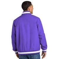 Military Child Month Purple Up Land Of The Free Daddy Brave Insulated Varsity Jacket